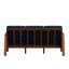Style Mid-Century moderne en velours bleu marine avec structure en bois et base en bois massif bleu