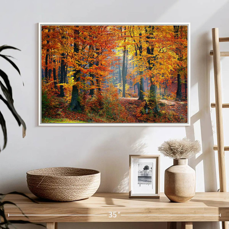 Arbres d'automne, Cadre flottant blanc, 25 po x 17 po
