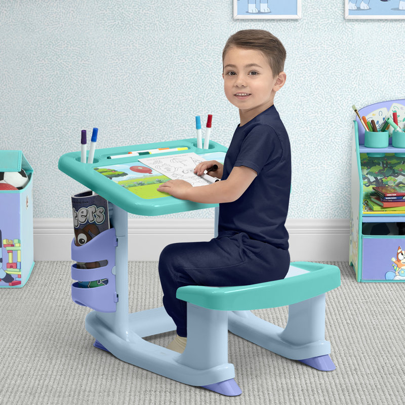 Bluey Draw And Play Desk By Delta Children – Includes 10 Markers And Coloring Book