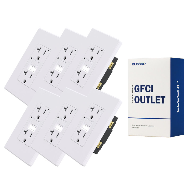 Prise GFCI 20 ampères, auto-test, 20 V, avec protection contre les manipulations, avec veilleuse, avec plaque murale sans vis, homologuée UL, (paquet de 6)