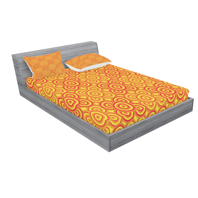 Microfiber Geometric Sheet Set, Queen Sheet Set with Fitted Sheet
