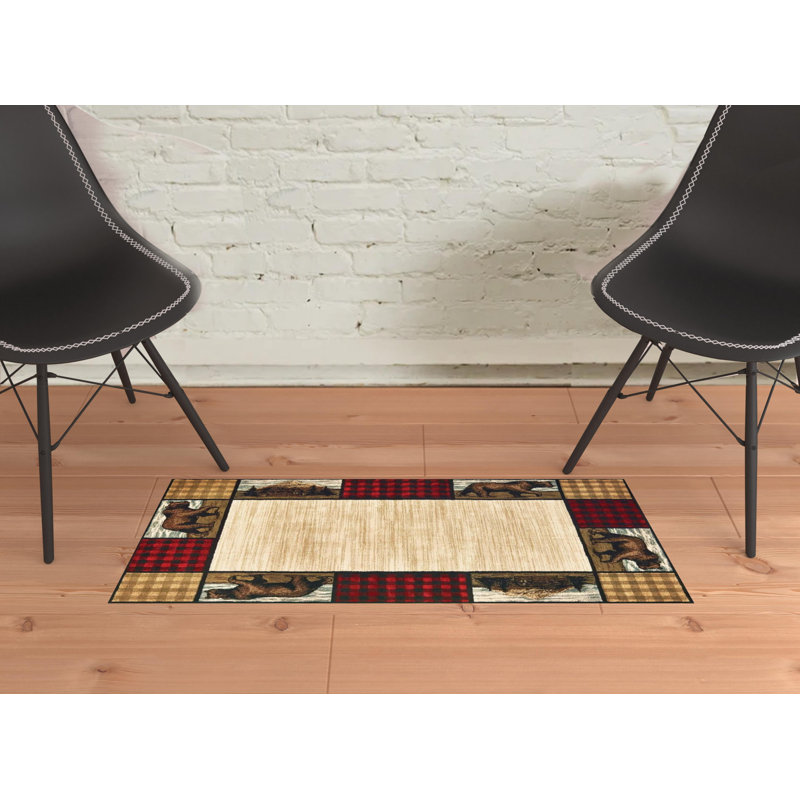 Tisbury rouge / beige, Tapis de couloir 1 pi 10 po x 3 pi
