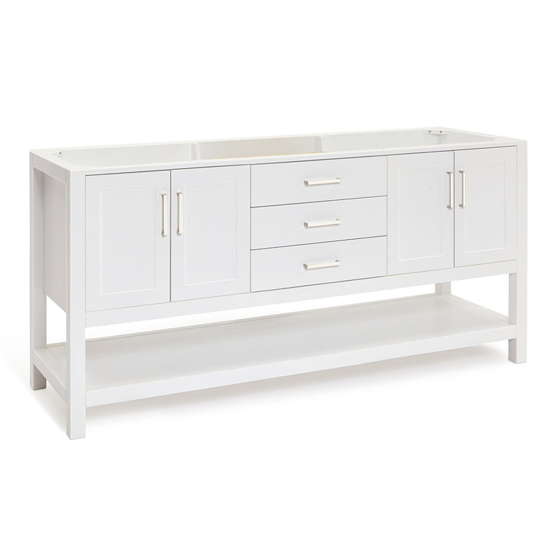 Base de meuble-lavabo double 72 po Pawley en blanc seulement, Blanc