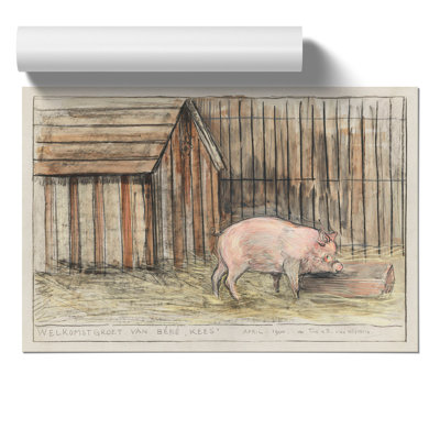 Pig In A Farm by Theo Van Hoytema - Painting
