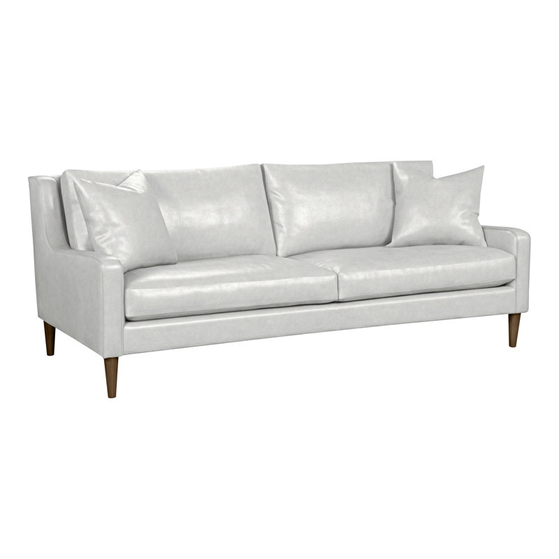 Canapé à accoudoirs carrés en cuir véritable 86,5 po Ease, La Havane, Cuir véritable Regent Chalk