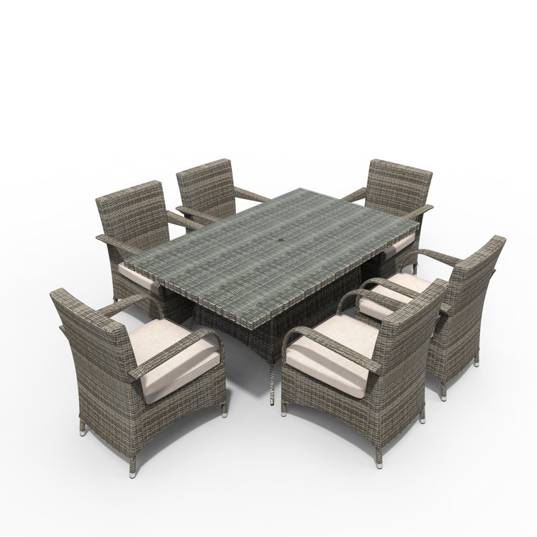 Rectangular 6 - Person 62.99" Long Dining Set with Cushions
