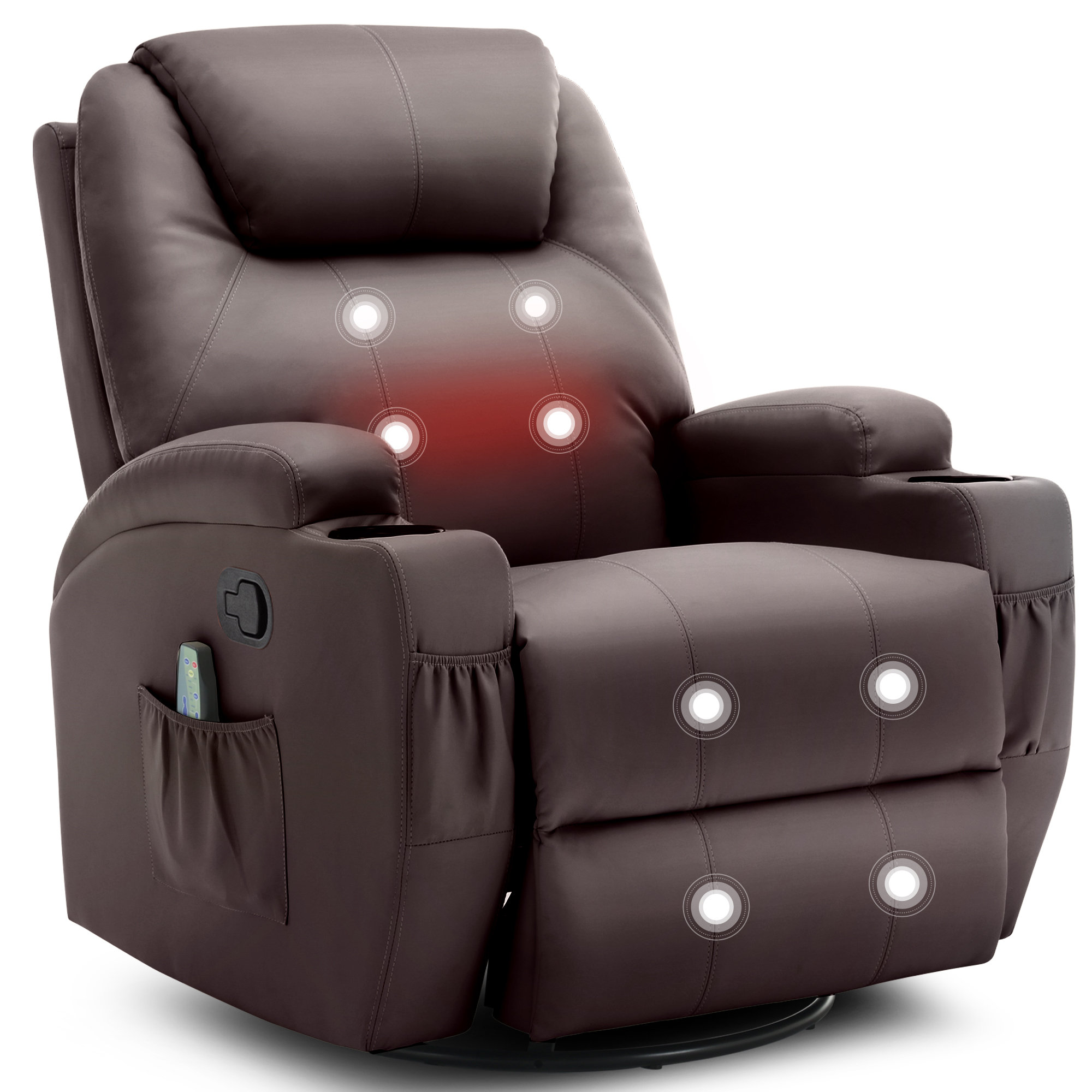 Latitude Run® Recliner Chair,recliner With Heat And Massage, 360°swivel ...