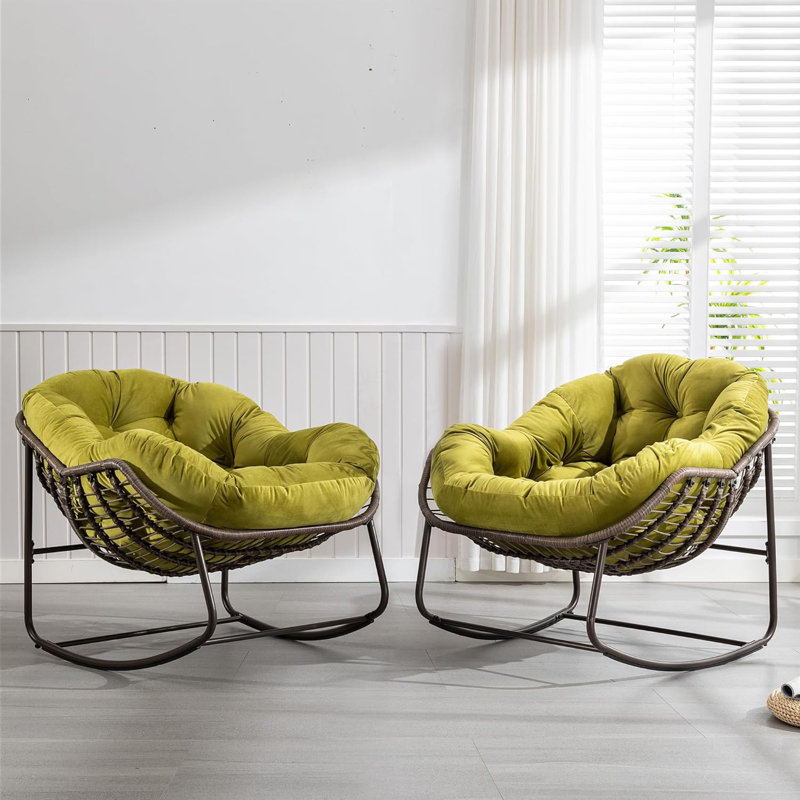 Chaise berçante Sazmin, Vert olive