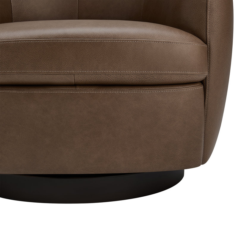 Fauteuil demi-tonneau en cuir Marcy Geniue, Brun