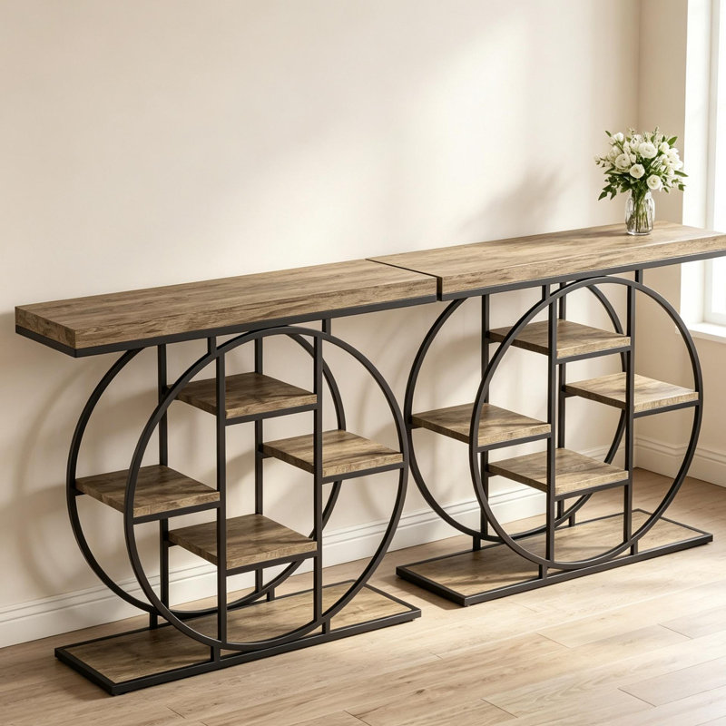 Console chic avec tablettes à plusieurs niveaux, table de canapé moderne, table de hall d'entrée polyvalente, table de rangement, table d'appoint (seulement 1 table console)