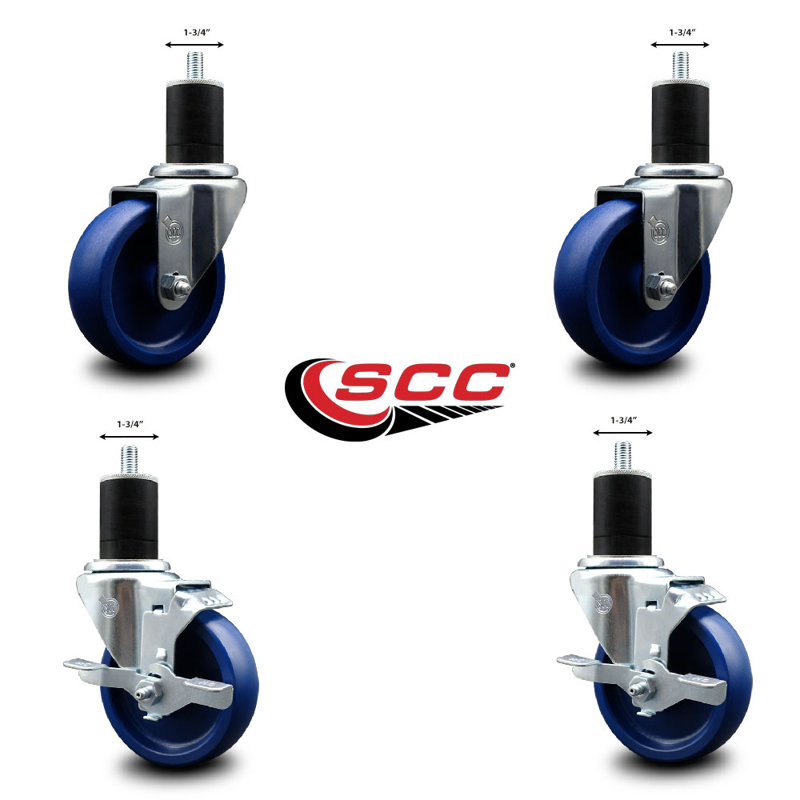 Ensemble de roulettes extensibles pivotantes en poly 4 roues SCC TLB 4 po x 1-3 / 4 po