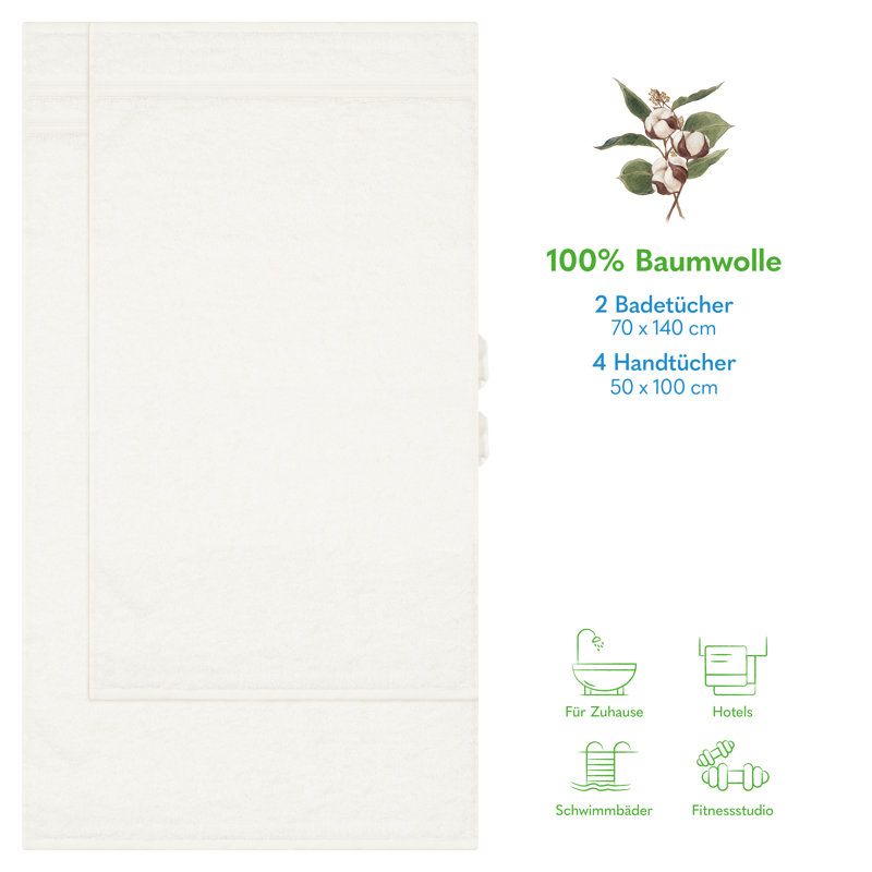 Rensina 100% Cotton Midweight Mulit-Size Set, Creme