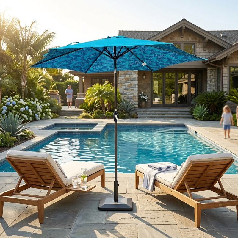 Parasol de patio avec auvent de glace, abri de jardin, de terrasse et de piscine, Bleu sarcelle / glace