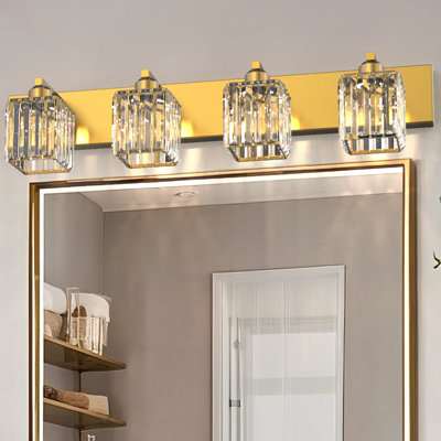 4-Light Dimmable LED Vanity Light With Crystal Accent