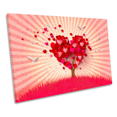Love Heart Tree Rays 1 Piece Wrapped Canvas Wall Art