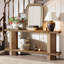 Console de 63 po de long avec accoudoirs, canapé à 2 niveaux en bois avec pieds hexagonaux, meuble d'entrée moderne pour le salon et le vestibule