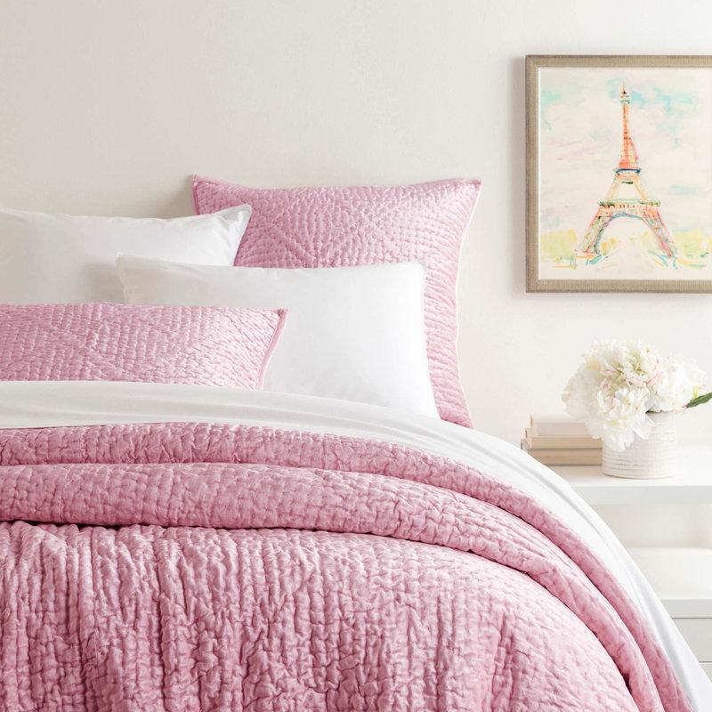 Full/Queen Slipper Pink Velvet Quilt Set