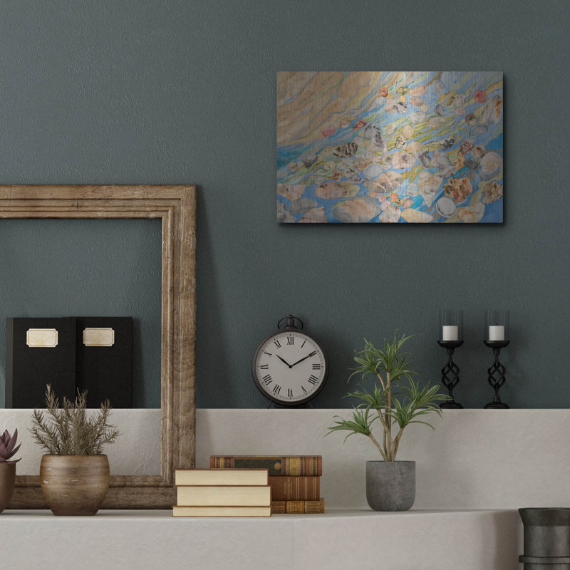 «Rhythms Of Ebb and Flow, Molos Beach Right Panel» par Sharon Pitts, art mural en métal, H 12 po x l 16 po