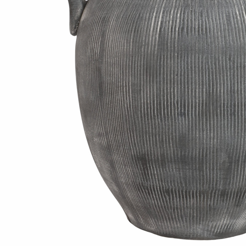 Vase en grès cérame Tiyler, Noir/Ivoire, H 12 po x l 10 po x P 8 po