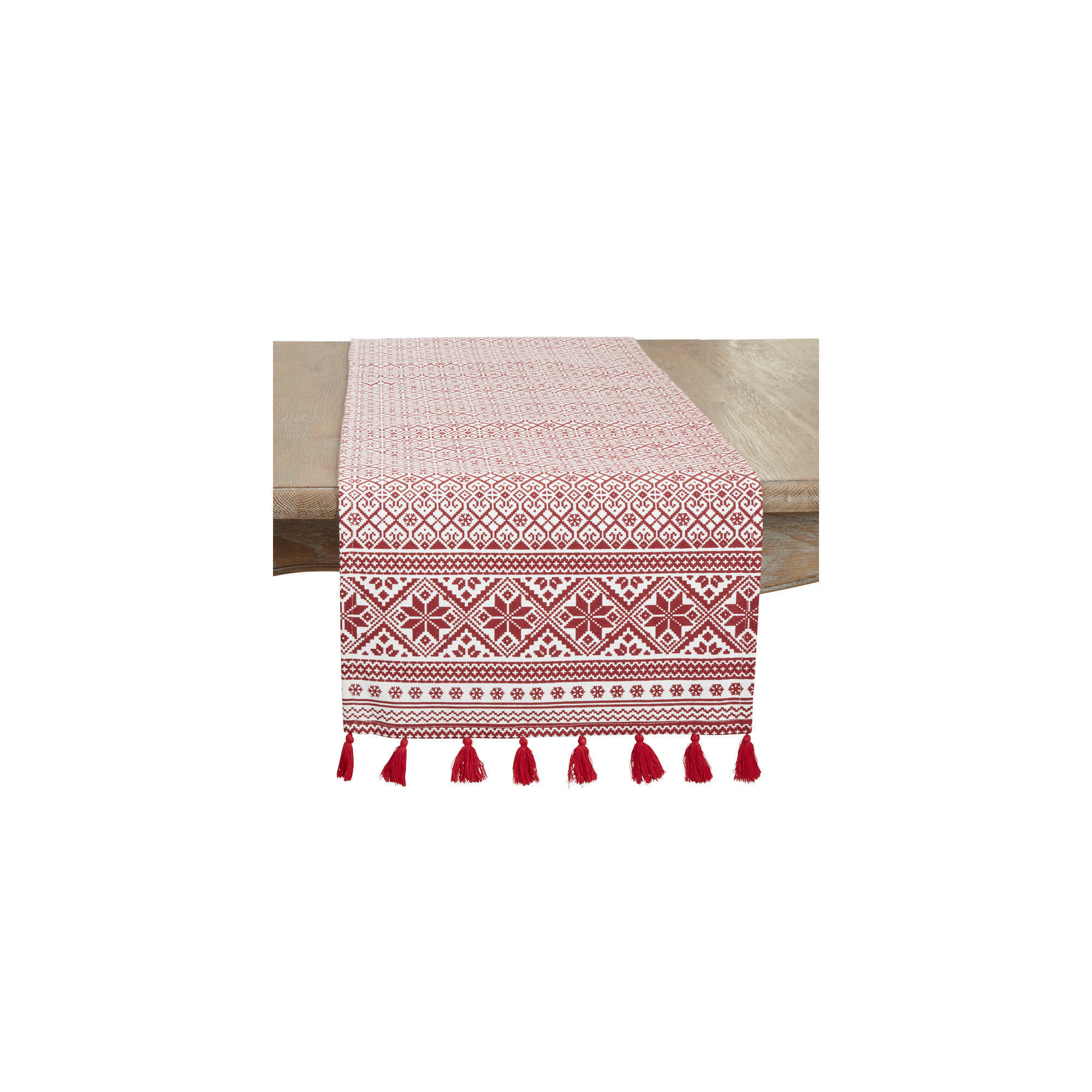 Jayapura Geometric Christmas Table Runnner, 16" x 120"