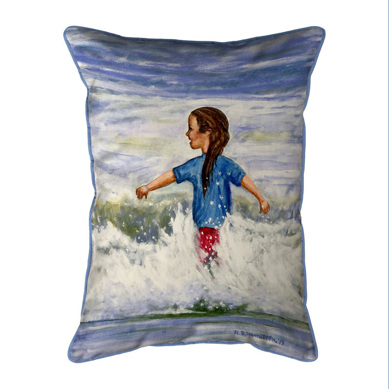 Housse et insert de coussin rectangulaire d'extérieur Girl in Surf, 11" x 14"