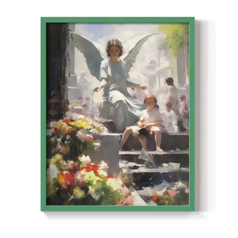 Religious Series CDLXIV, reproduction encadrée - bois massif, Green, H 30 po x l 24 po