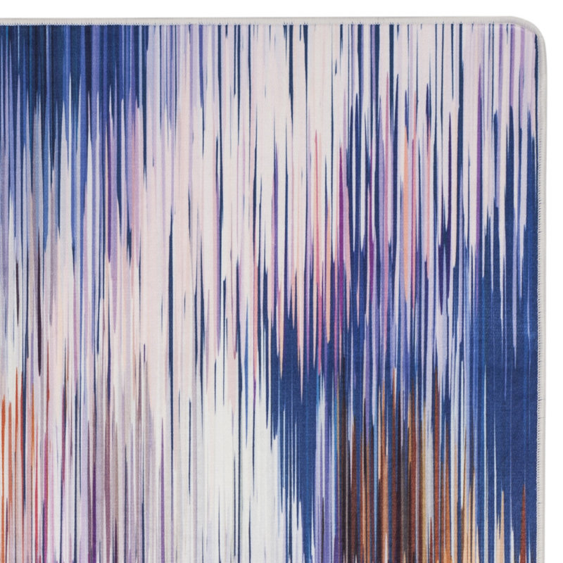 Chartreuse Abstract Purple/Dark Blue Area Rug, Rectangle 3' x 5'