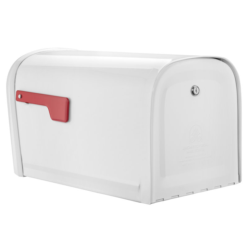 Large White Steel Lockable Post Mount Mailbox