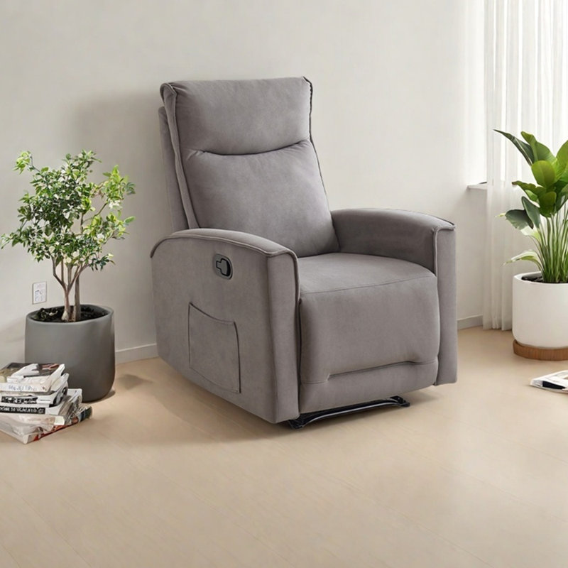 Ergonomic recliner in Minimalist style, Gray Polyester Blend