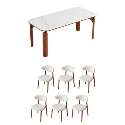 Solid wood rock plate dining table and chairs