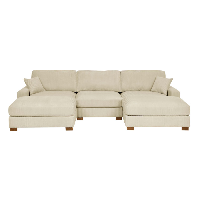 Canapé-lit modulaire 6 pièces, Crème, crème, H 34 po x l 122 po x P 67,5 po