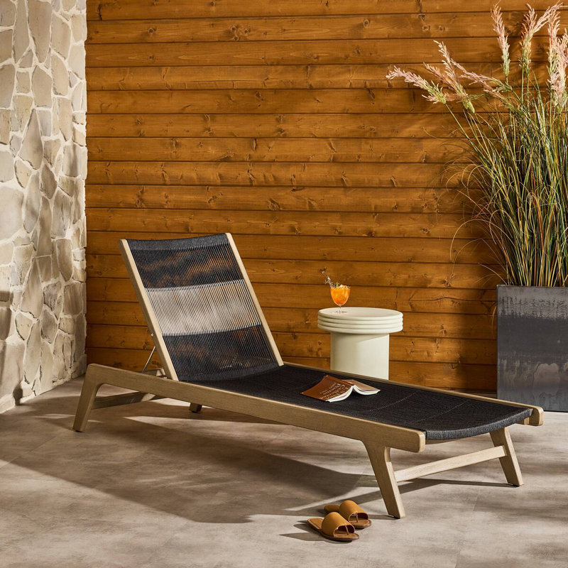 Doritta Outdoor Teak Wood Chaise Lounge, Washed Brown
