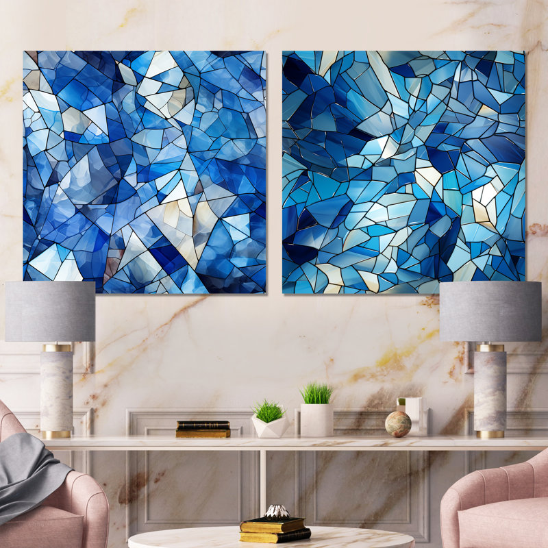 Covan - Ensemble de 2 reproductions d'art abstrait, Toile tendue, H 16 po x l 33 po x P 1 po