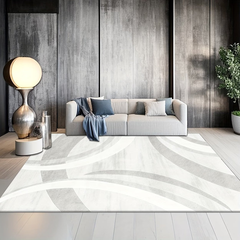 Modern Minimalist 2D Printed Mat - Soft & Abstract Design, Machine Washable Polyester, Rubber Backing, Rectangular Indoor Mat For Living Room, Bedroom, Office Decor