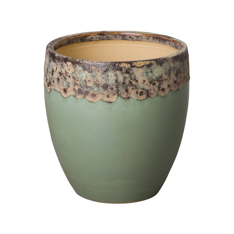 Pot de fleurs en céramique, H 11 po x l 11 po x P 11 po, Bleu spa