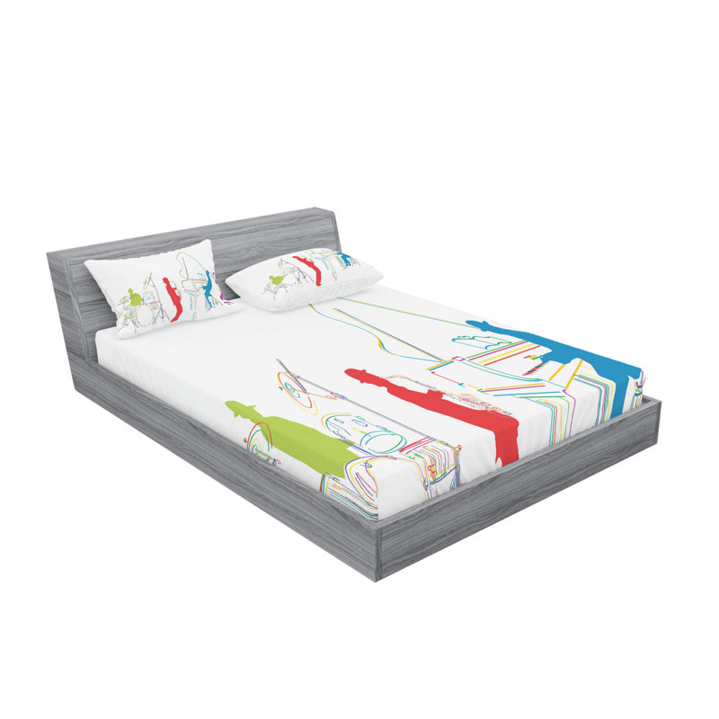 Twin White Microfiber Kids Jazz Band Print Sheet Set