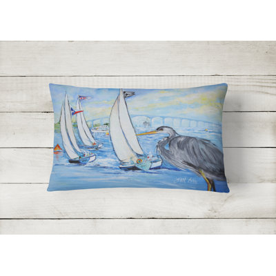 Blue Heron Outdoor Reversible Throw Pillow