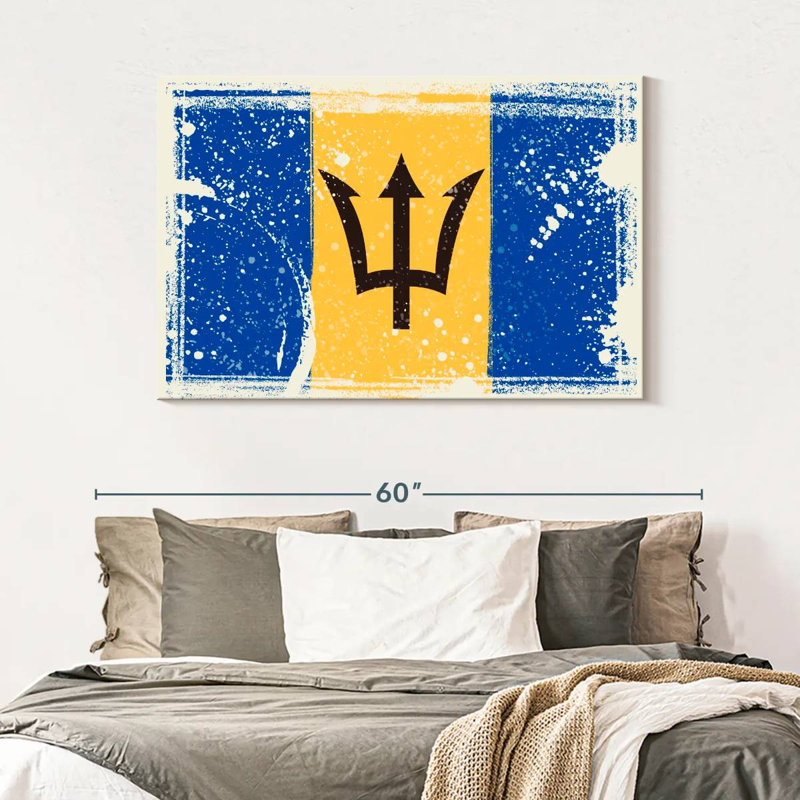 Borges Splattered Barbados Flag, 32" H x 48" W