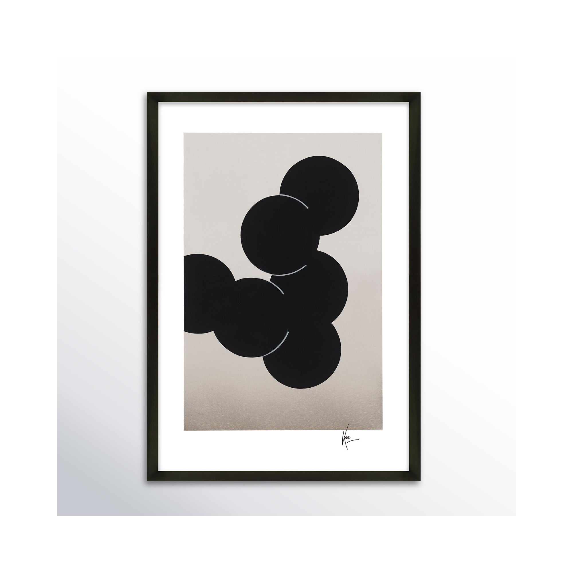 Orbit by Lee Lessem, 50" H x 35" W x 1.25" D, Black