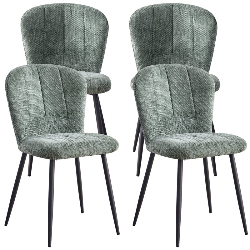 Dining Chairs, Upholstered Chenille Fabric Kitchen Chairs With Metal Legs Wingback For Bedroom, Living Room, Apartment, 4