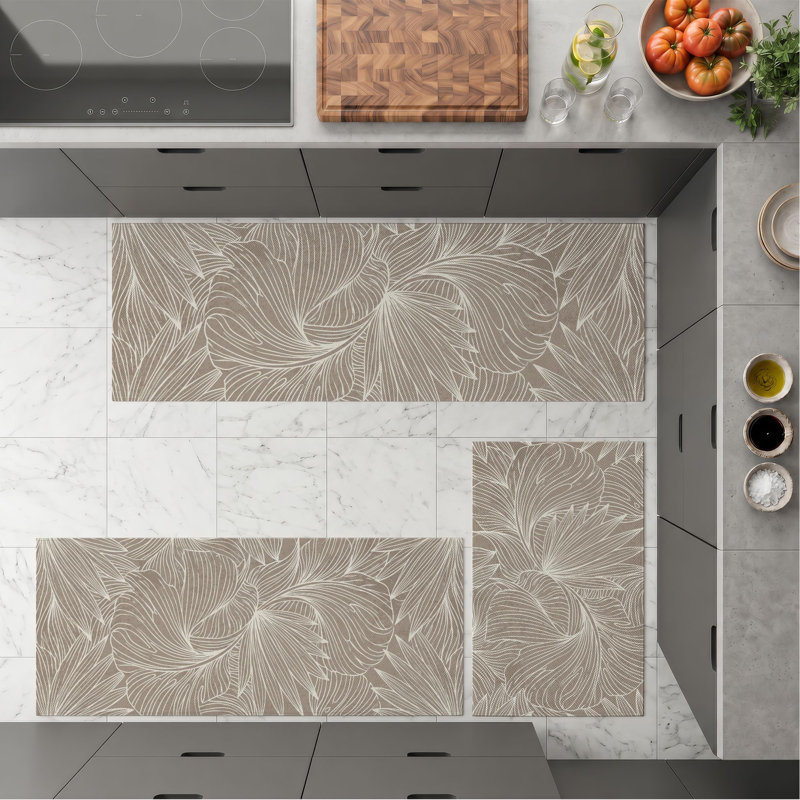 Leaf Pattern Non-Slip Washable Kitchen Mats