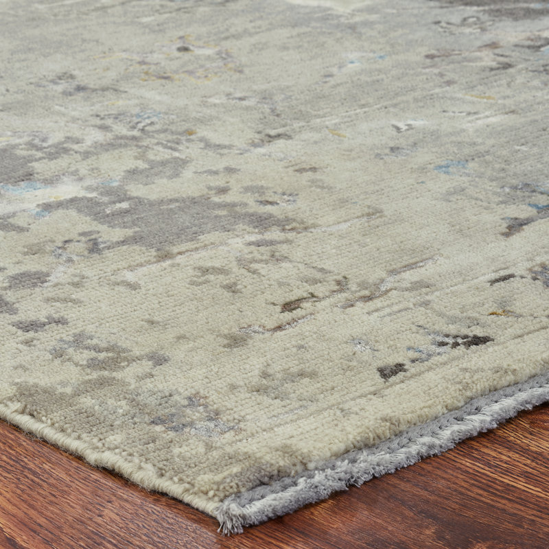 Illusion Weave Hand Knotted Abstract Area Rug, Rectangle 10' x 14'