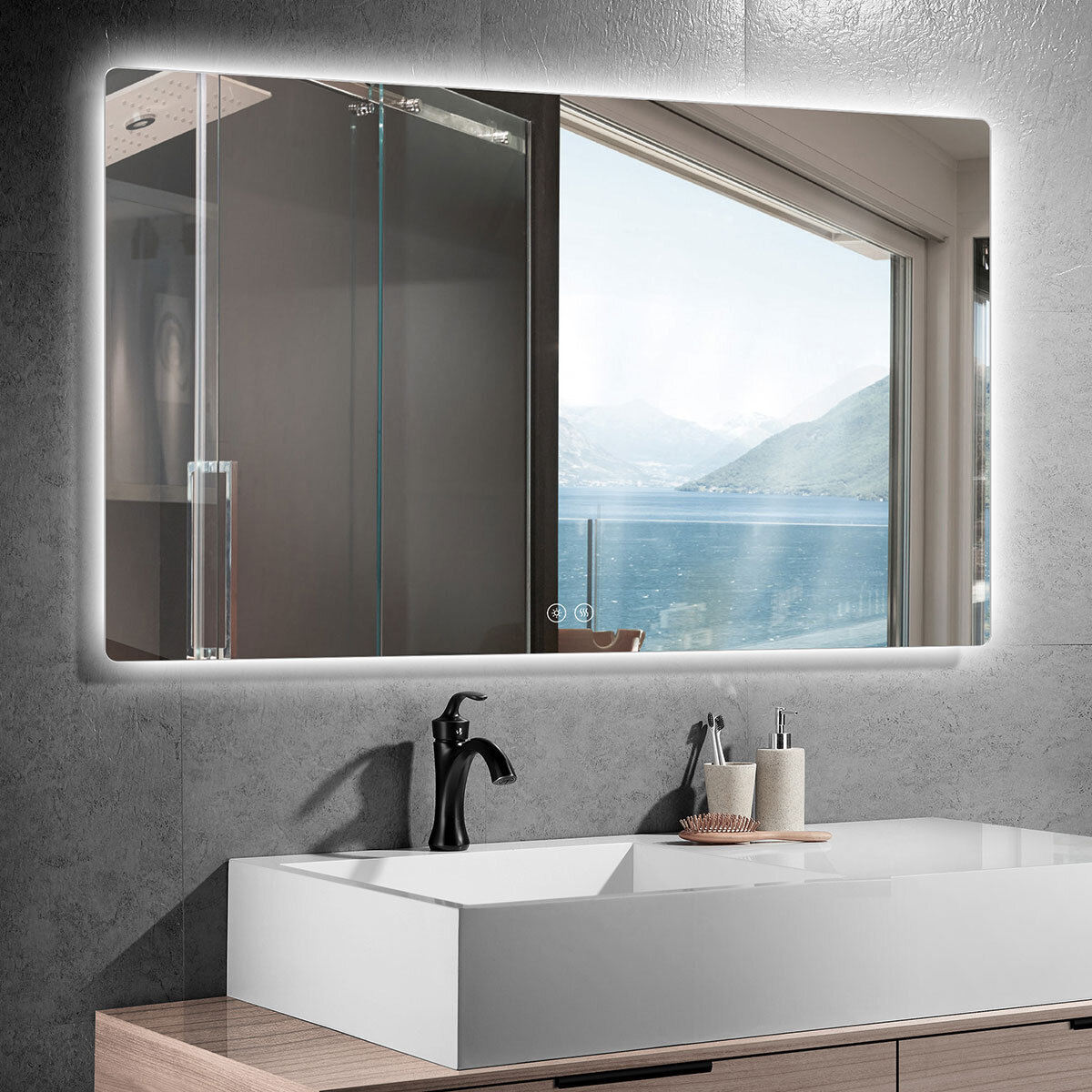 Orren Ellis Adorna Frameless LED Lighted Bathroom / Vanity Mirror with  Brightness Adjustable, Memory Function, Anti-fog & Reviews