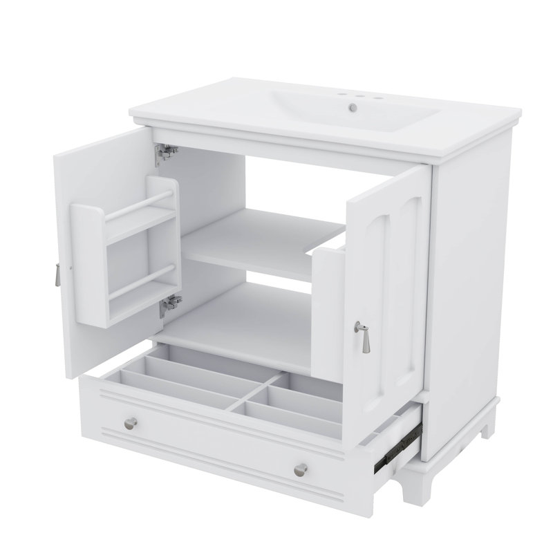 Meuble-lavabo de 30 pouces avec meuble-lavabo intégré, Blanc