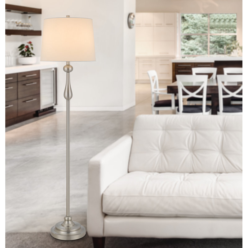 Lampe sur pied 100 watts Emilymae en métal avec abat-jour en lin rigide