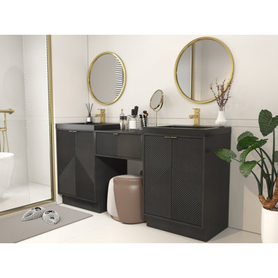 Deux meubles-lavabos autoportants de 42 po avec lavabo en acrylique et un tiroir noir de 36 po Monterey