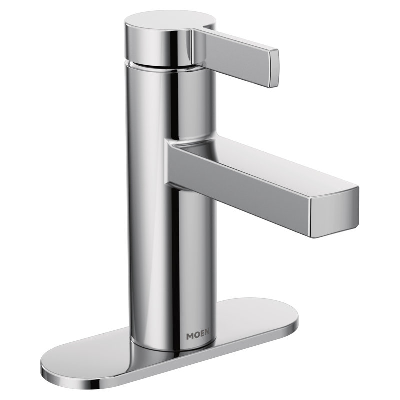 Moen Beric One-handle Single Hole Centerset Bathroom Faucet with Drain Assembly, Optional Deckplate Included, Chrome
