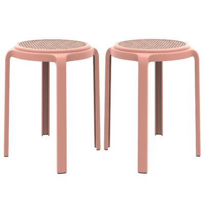 Ensemble de 2 tabourets ronds en plastique empilables Alysoun