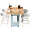 Îlot de rangement de cuisine pliable, gris-bleu. Deux portes + une tablette coulissante. Chariot bleu spacieux avec comptoir et-614520026