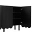 Noir minimaliste avec tablettes réglables, construction robuste pour les sections d'armoires de rangement d'étude, bureau à domicile à porte ondulée